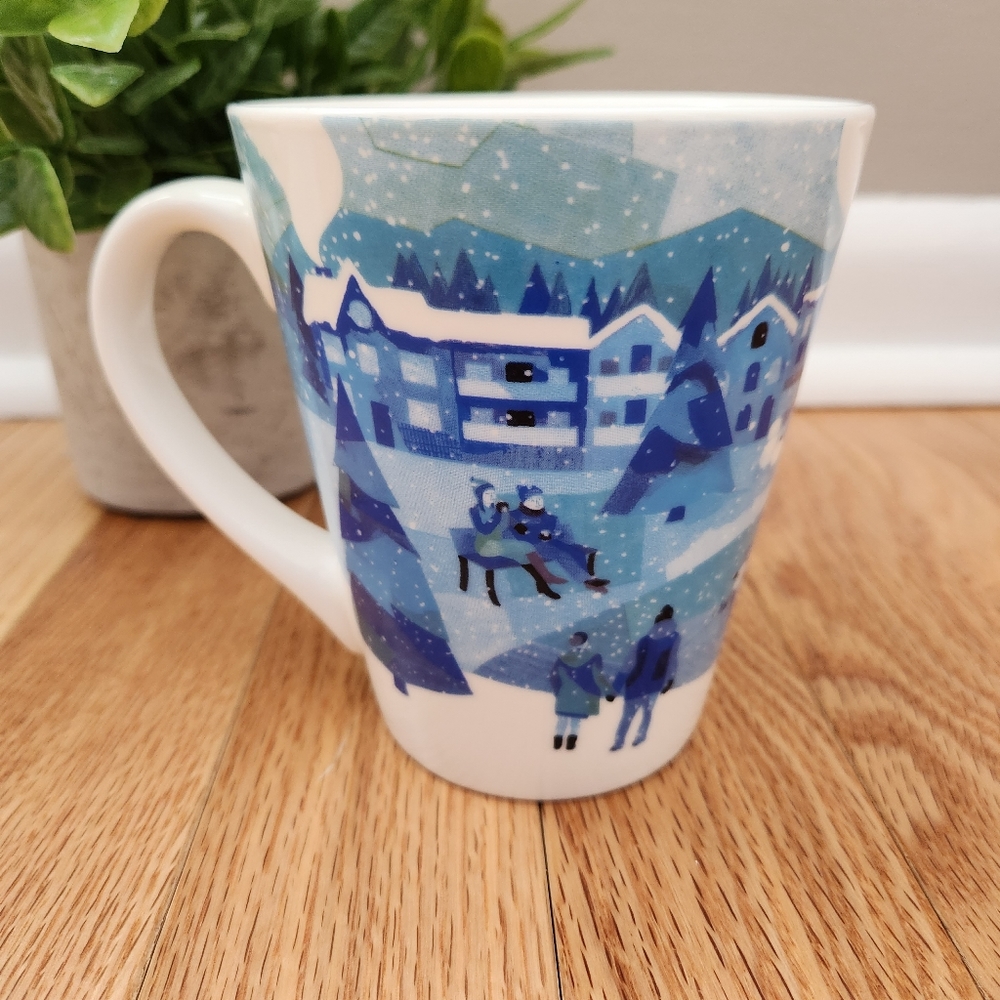 The Second Cup Coffee Co. Winter Scene, Blue & White Mug - Picture 2 of 8